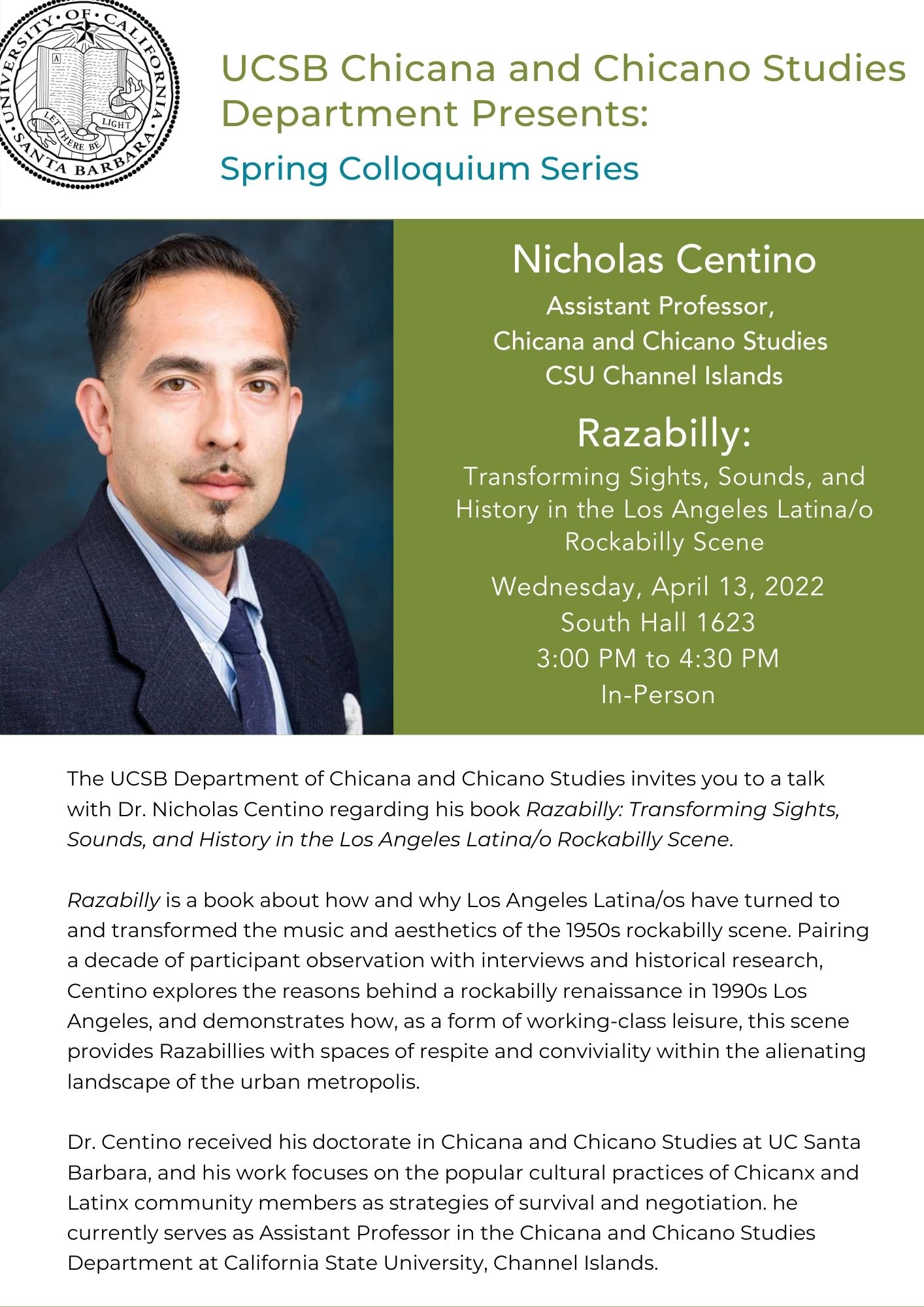 Spring Colloquium: Dr. Nicholas Centino and his book "Razabilly"  Event Image
