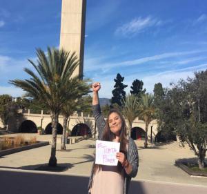 Blanca Hernandez, third year sociology major with minor in feminist studies, at the Panza Photo Booth.