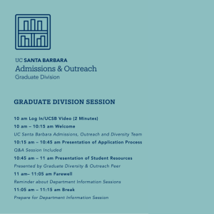 Graduate Division Session beginning at 10 AM 