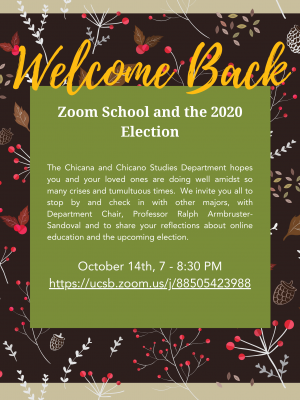 Welcome Back Poster with content and Zoom link